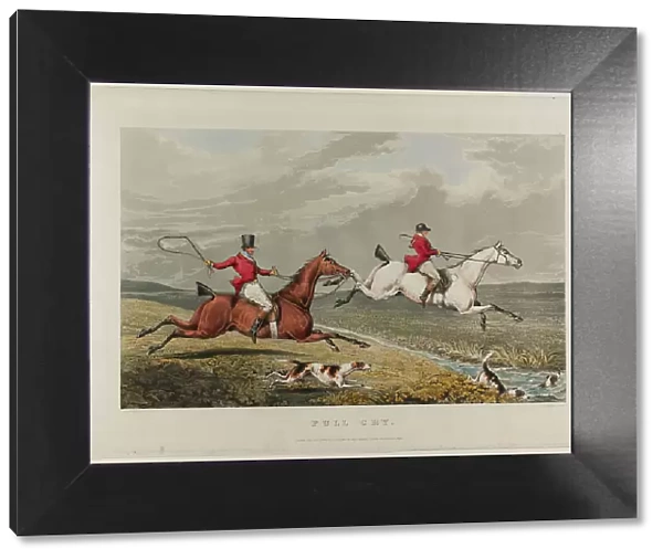 Full Cry, from Fox Hunting, 1828. Creator: Charles Bentley
