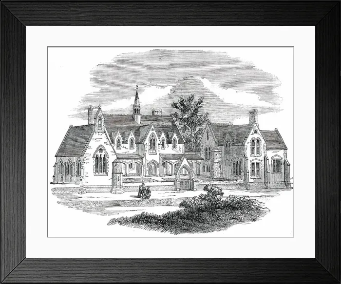 Framed Print : The Alfred Free Grammar-School, Wantage, Berks. 1850. Creator: Unknown Framed Print : The Alfred Free Grammar-School, Wantage, Berks. 1850. Creator: Unknown