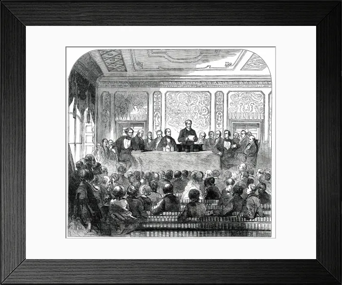 Framed Print : Meeting...for the Erection of a Memorial to the late Sir Robert Peel, 1850. Creator: Unknown Framed Print : Meeting...for the Erection of a Memorial to the late Sir Robert Peel, 1850. Creator: Unknown