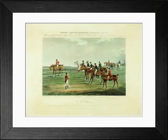 Framed Print : The Start, from The Grand Steeplechase over Leicestershire, published 1830. Creator: Charles Bentley Framed Print : The Start, from The Grand Steeplechase over Leicestershire, published 1830. Creator: Charles Bentley