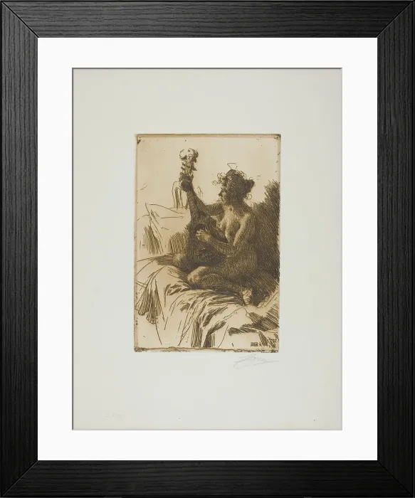 Framed Print : Souvenir or The Guitar, 1895. Creator: Anders Leonard Zorn Framed Print : Souvenir or The Guitar, 1895. Creator: Anders Leonard Zorn