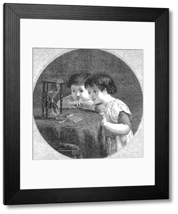 Framed Print : The Hour-Glass - painted by H. Le Jeune, 1850. Creator: Unknown Framed Print : The Hour-Glass - painted by H. Le Jeune, 1850. Creator: Unknown