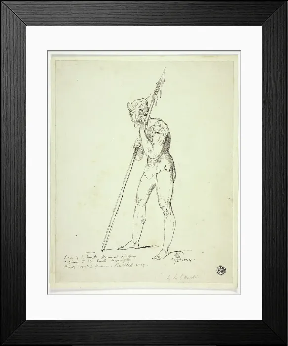 Framed Print : Standing Man in Armour Holding Lance, n.d. Creator: George Hayter Framed Print : Standing Man in Armour Holding Lance, n.d. Creator: George Hayter