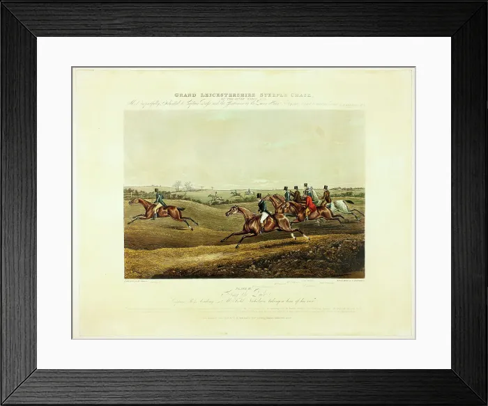 Framed Print : Going the Pace, from The Grand Steeplechase over Leicestershire, published 1830. Creator: Charles Bentley Framed Print : Going the Pace, from The Grand Steeplechase over Leicestershire, published 1830. Creator: Charles Bentley