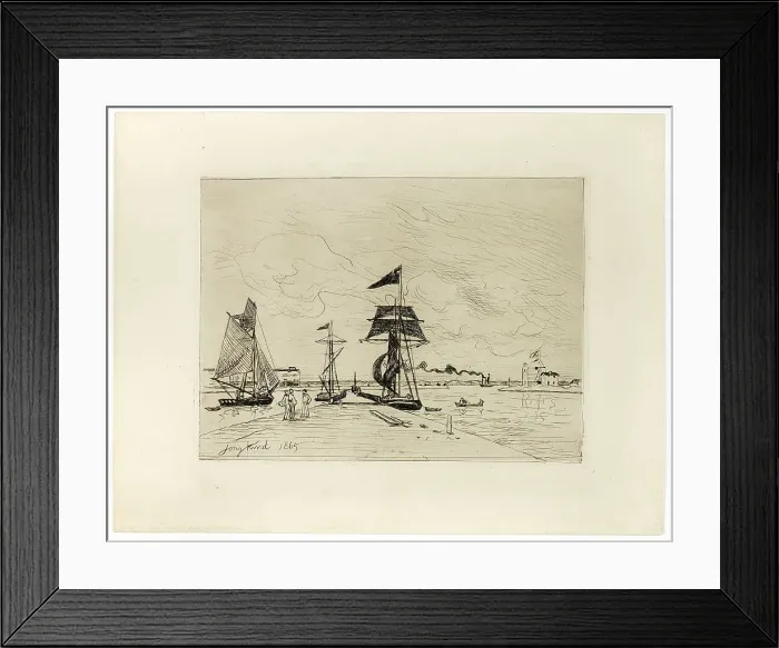 Framed Print : Pier at the Port of Honfleur, 1865. Creator: Johan Barthold Jongkind Framed Print : Pier at the Port of Honfleur, 1865. Creator: Johan Barthold Jongkind