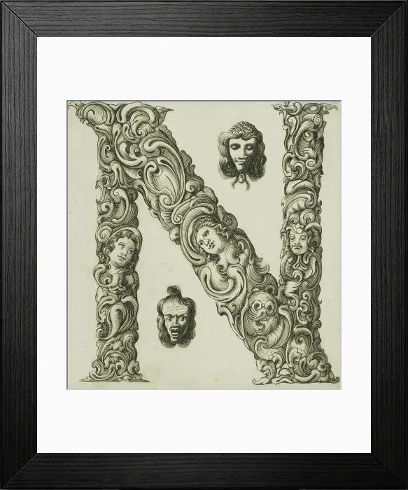 Framed Print : Letter N, 1630. Creator: Pierre Aubry Framed Print : Letter N, 1630. Creator: Pierre Aubry
