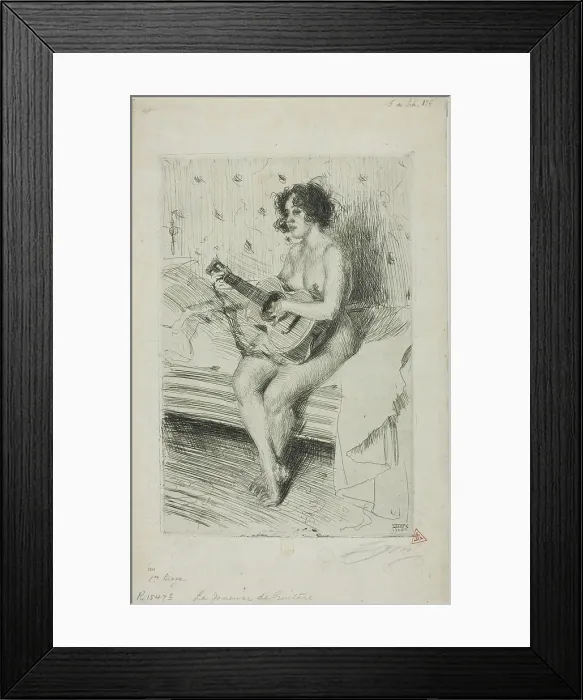 Framed Print : The Guitar-Player, 1900. Creator: Anders Leonard Zorn Framed Print : The Guitar-Player, 1900. Creator: Anders Leonard Zorn
