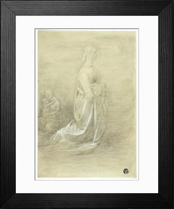 Framed Print : Kneeling Woman, Seated Mother and Child, n.d. Creator: George Romney Framed Print : Kneeling Woman, Seated Mother and Child, n.d. Creator: George Romney