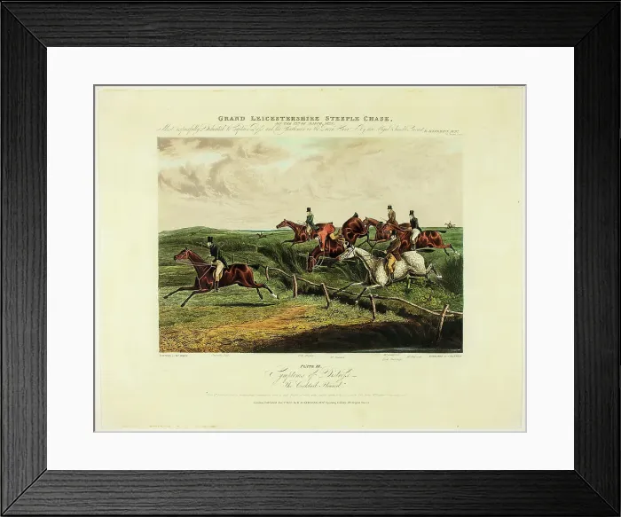 Framed Print : Symptoms of Distress, from The Grand Steeplechase Over Leicestershire, published 1830. Creator: Charles Bentley Framed Print : Symptoms of Distress, from The Grand Steeplechase Over Leicestershire, published 1830. Creator: Charles Bentley