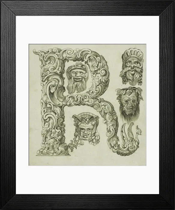 Framed Print : Letter R, 1630. Creator: Pierre Aubry