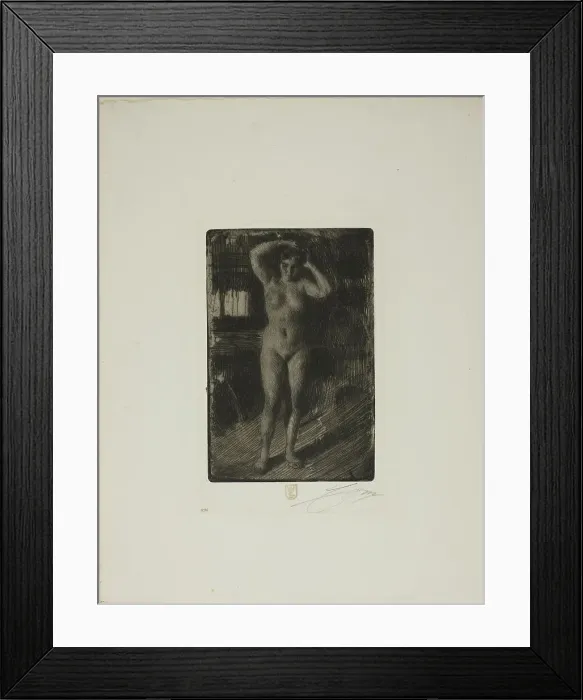 Framed Print : Anna Doing Her Hair, 1906. Creator: Anders Leonard Zorn Framed Print : Anna Doing Her Hair, 1906. Creator: Anders Leonard Zorn
