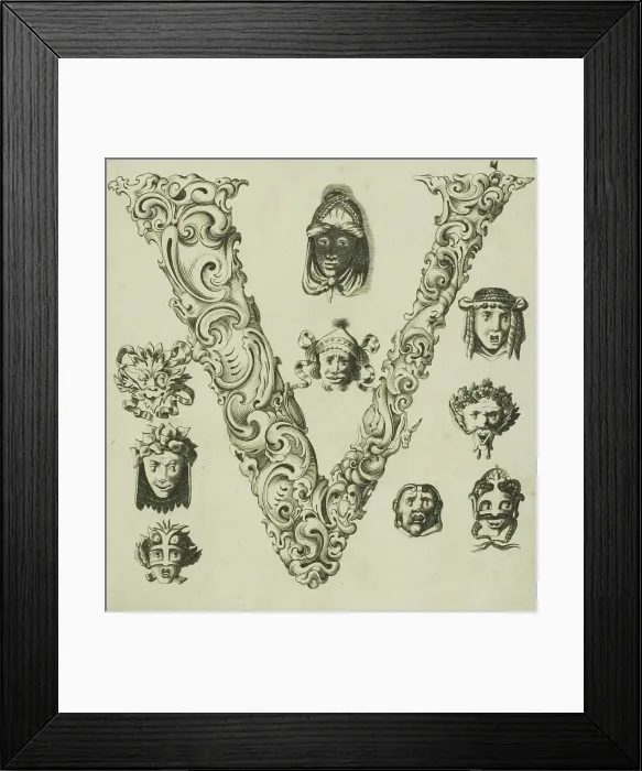 Framed Print : Letter V, 1630. Creator: Pierre Aubry Framed Print : Letter V, 1630. Creator: Pierre Aubry