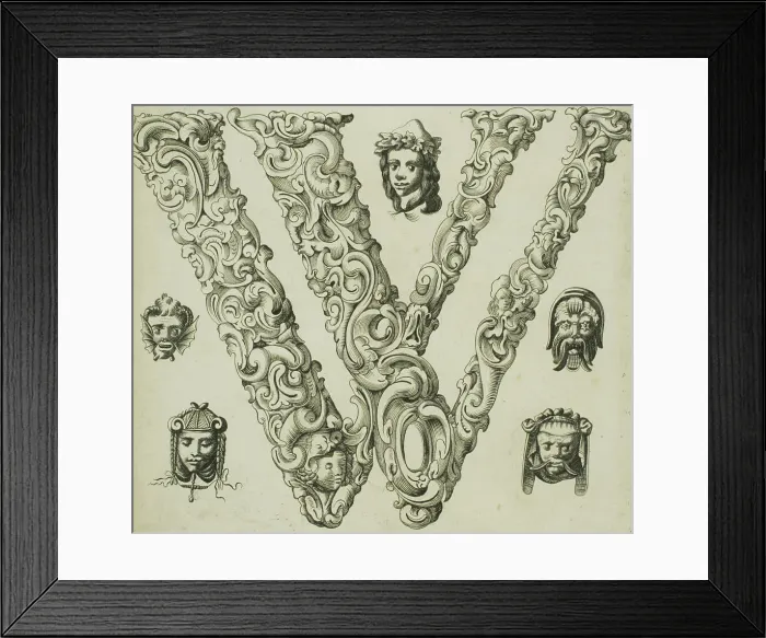 Framed Print : Letter W, 1630. Creator: Pierre Aubry Framed Print : Letter W, 1630. Creator: Pierre Aubry