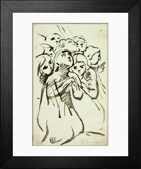 Framed Print : Kneeling Figures Huddled Together, n.d. Creator: George Romney Framed Print : Kneeling Figures Huddled Together, n.d. Creator: George Romney