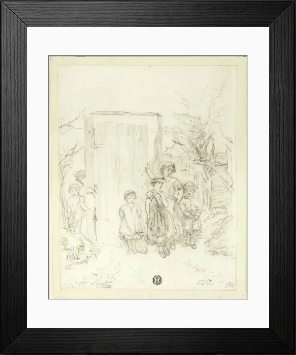 Framed Print : Children by a Door, 1864 / 99. Creator: Unknown Framed Print : Children by a Door, 1864 / 99. Creator: Unknown