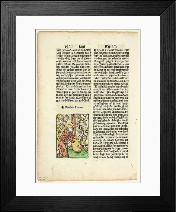 Framed Print : Saint Ciriaco from Heiligenleben (The Lives of Saints), Plate 12 from Woodcuts from... 1929. Creators: Unknown, Johann Schönsperger the Elder, Jacobus de Voragine, Wilhelm Ludwig Schreiber Framed Print : Saint Ciriaco from Heiligenleben (The Lives of Saints), Plate 12 from Woodcuts from... 1929. Creators: Unknown, Johann Schönsperger the Elder, Jacobus de Voragine, Wilhelm Ludwig Schreiber