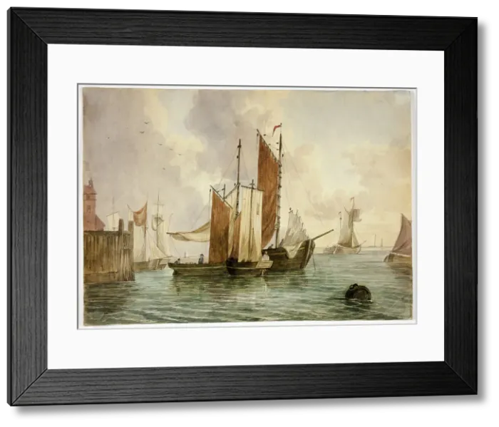 Framed Print : Congregation of Ships in Port, 1800-1899. Creator: Unknown Framed Print : Congregation of Ships in Port, 1800-1899. Creator: Unknown