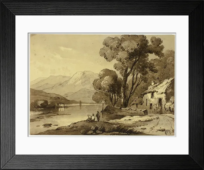 Framed Print : Mountainous Landscape with Artist Sketching in Foreground, n.d. Creator: James Robertson Framed Print : Mountainous Landscape with Artist Sketching in Foreground, n.d. Creator: James Robertson