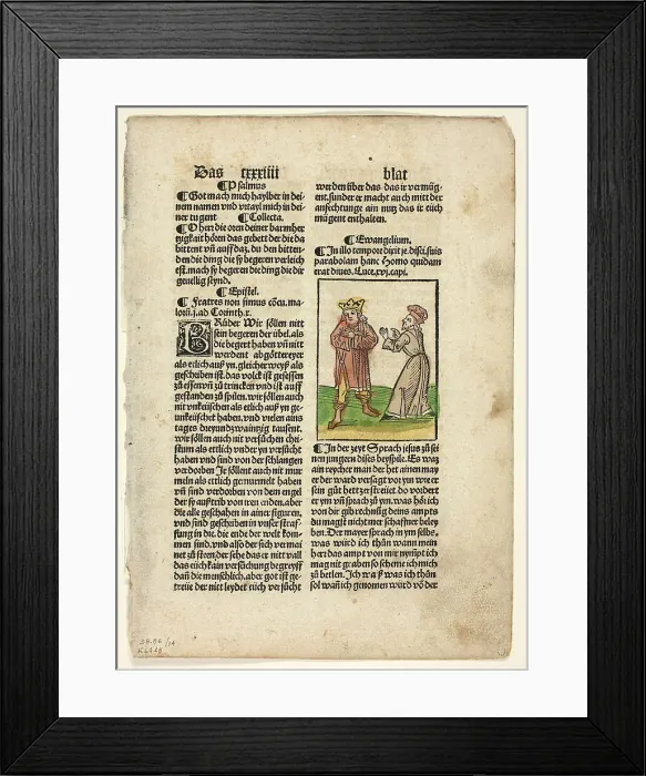 Framed Print : The Parable of the Unjust Steward from Plenarium, Plate 14 from Woodcuts from Books... 1929. Creators: Unknown, Johann Schönsperger the Elder, Wilhelm Ludwig Schreiber Framed Print : The Parable of the Unjust Steward from Plenarium, Plate 14 from Woodcuts from Books... 1929. Creators: Unknown, Johann Schönsperger the Elder, Wilhelm Ludwig Schreiber