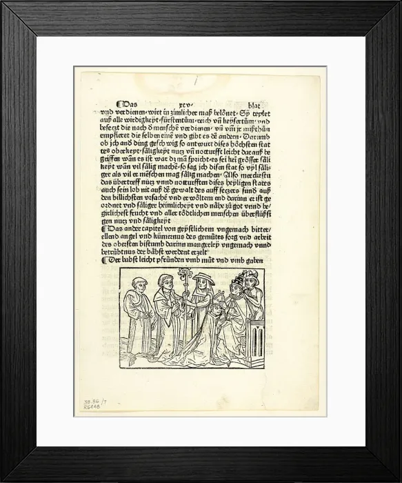 Framed Print : A Pope Installing a Bishop from Speculu humane vite (Mirror of Human Life), Plate 7... 1929. Creators: Unknown, Peter Berger, Rodrigo Sánchez de Arévalo, Wilhelm Ludwig Schreiber Framed Print : A Pope Installing a Bishop from Speculu humane vite (Mirror of Human Life), Plate 7... 1929. Creators: Unknown, Peter Berger, Rodrigo Sánchez de Arévalo, Wilhelm Ludwig Schreiber