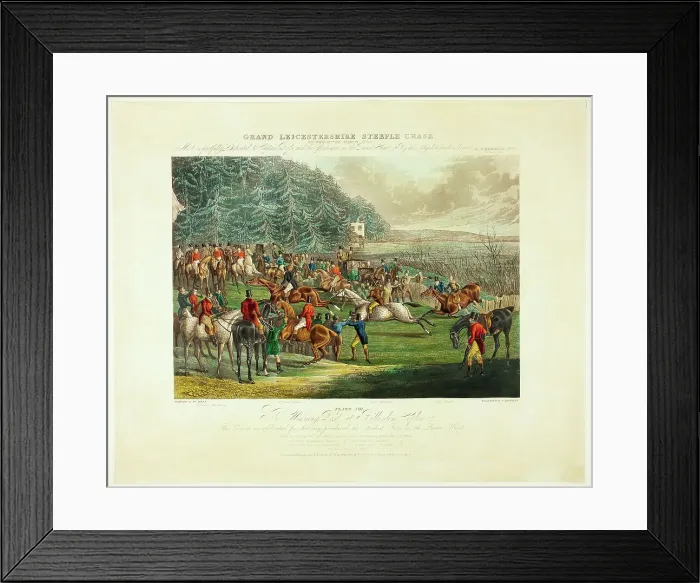 Framed Print : The Winning Post, from The Grand Steeplechase over Leicestershire, published 1830. Creator: Charles Bentley Framed Print : The Winning Post, from The Grand Steeplechase over Leicestershire, published 1830. Creator: Charles Bentley