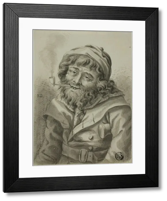 Framed Print : Smoking Sea Captain, n.d. Creator: Unknown Framed Print : Smoking Sea Captain, n.d. Creator: Unknown