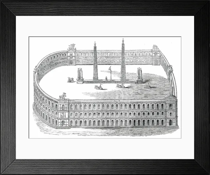 Framed Print : Chariot Race in the Circus Maximus - Rome, 1850. Creator: Unknown Framed Print : Chariot Race in the Circus Maximus - Rome, 1850. Creator: Unknown