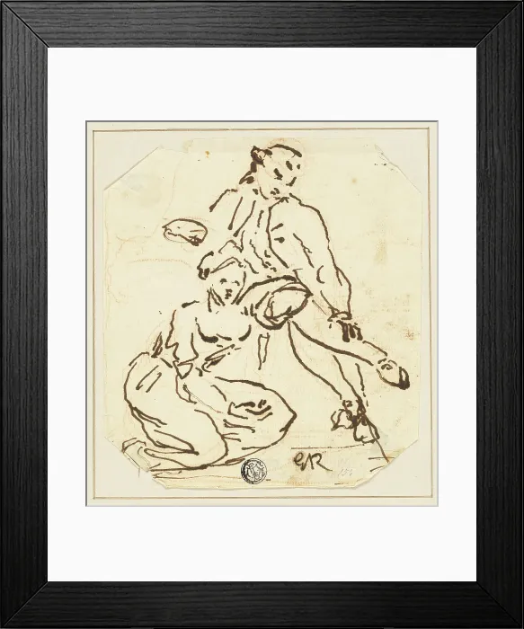 Framed Print : Seated Man and Woman, n.d. Creator: George Romney Framed Print : Seated Man and Woman, n.d. Creator: George Romney