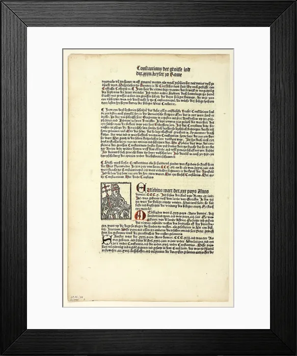Framed Print : Pope Miltiades (recto) and Saint Gereon's Basilica (verso) from Koelner Chronik... 1929. Creators: Unknown, Johann Koelhoff the Younger, Wilhelm Ludwig Schreiber Framed Print : Pope Miltiades (recto) and Saint Gereon's Basilica (verso) from Koelner Chronik... 1929. Creators: Unknown, Johann Koelhoff the Younger, Wilhelm Ludwig Schreiber