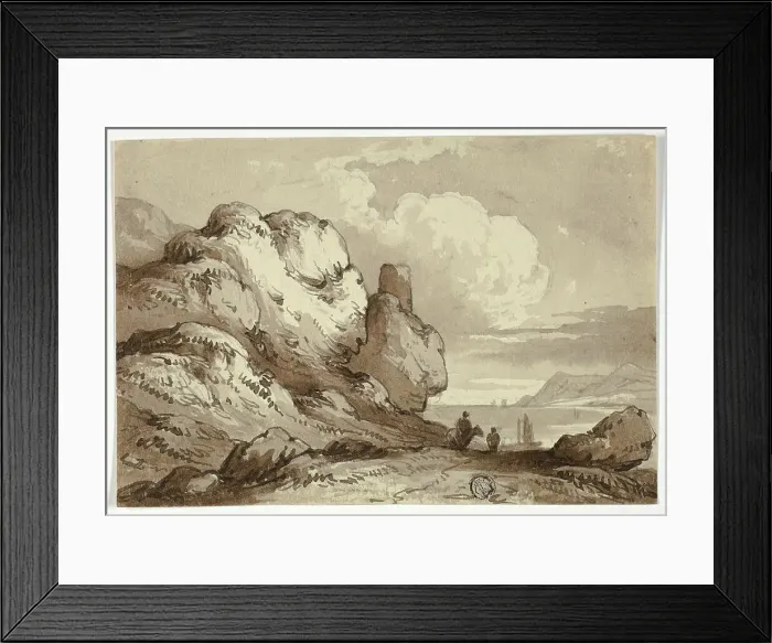 Framed Print : View of Lake with Cliffs in Foreground, n.d. Creator: James Robertson Framed Print : View of Lake with Cliffs in Foreground, n.d. Creator: James Robertson