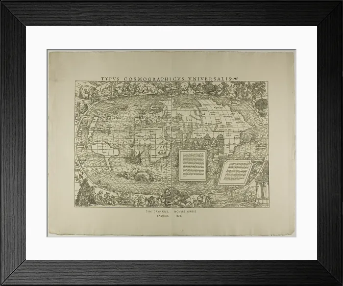 Framed Print : Typus Cosmographicus Universalis, Sim. Grynaeus, Novus Orbis, Basileae 1532, reprinted 1889. Creator: Unknown Framed Print : Typus Cosmographicus Universalis, Sim. Grynaeus, Novus Orbis, Basileae 1532, reprinted 1889. Creator: Unknown