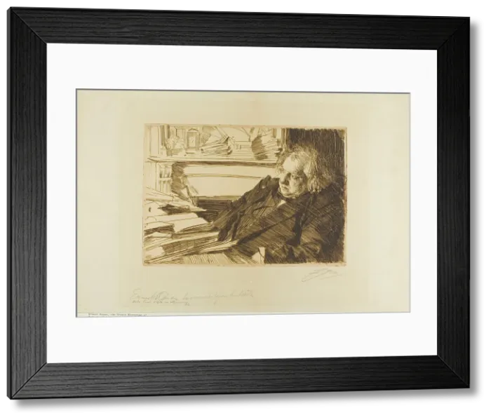 Framed Print : Ernest Renan, 1892. Creator: Anders Leonard Zorn Framed Print : Ernest Renan, 1892. Creator: Anders Leonard Zorn