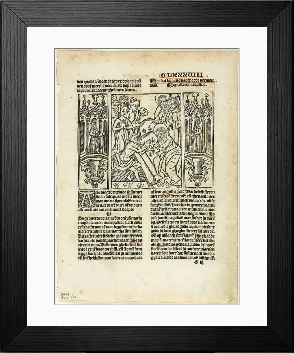 Framed Print : The Raising of Lazarus from Leven Christi by Ludolphus de Saxonia... assembled...1937. Creators: Unknown, Max Geisberg, Ludolph of Saxony Framed Print : The Raising of Lazarus from Leven Christi by Ludolphus de Saxonia... assembled...1937. Creators: Unknown, Max Geisberg, Ludolph of Saxony