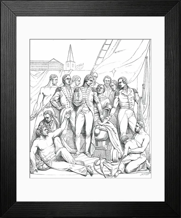 Framed Print : Bronze Relief, by Ternouth, for the Nelson Monument, Trafalgar-Square... 1850. Creator: Unknown Framed Print : Bronze Relief, by Ternouth, for the Nelson Monument, Trafalgar-Square... 1850. Creator: Unknown