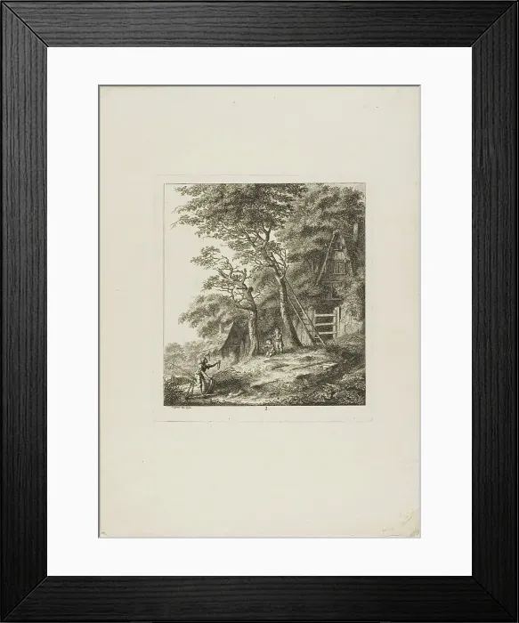 Framed Print : Fishermen with Children, plate two from Paysages Dédiés à M. Warelet, 1764. Creator: Salomon Gessner Framed Print : Fishermen with Children, plate two from Paysages Dédiés à M. Warelet, 1764. Creator: Salomon Gessner