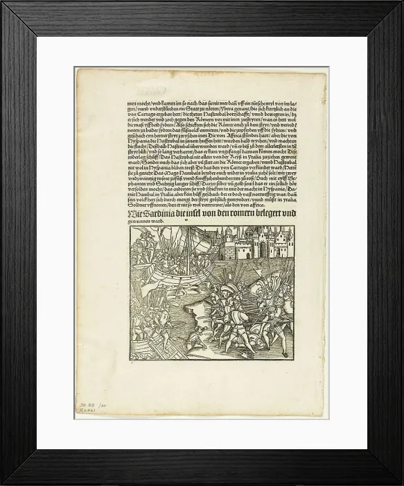 Framed Print : Illustration from Romische Historien by Titus Livius, plate 30 from Woodcuts...1505, assembled 1937. Creators: Unknown, Max Geisberg Framed Print : Illustration from Romische Historien by Titus Livius, plate 30 from Woodcuts...1505, assembled 1937. Creators: Unknown, Max Geisberg