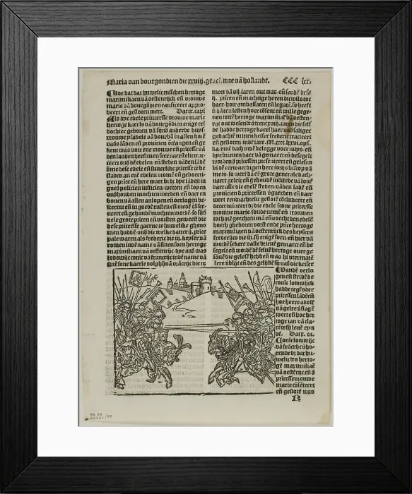 Framed Print : Illustration from Coronijke van Hollandt, plate 58 from Woodcuts... 1530, assembled...1937. Creators: Unknown, Max Geisberg Framed Print : Illustration from Coronijke van Hollandt, plate 58 from Woodcuts... 1530, assembled...1937. Creators: Unknown, Max Geisberg