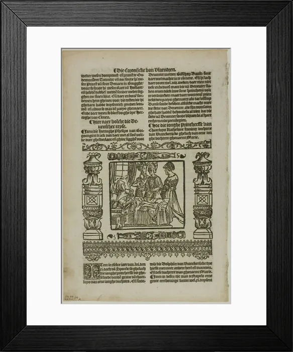 Framed Print : Illustration from Coronijke van Flaendren, plate 59 from Woodcuts... 1531, assembled...1937. Creators: Unknown, Max Geisberg Framed Print : Illustration from Coronijke van Flaendren, plate 59 from Woodcuts... 1531, assembled...1937. Creators: Unknown, Max Geisberg