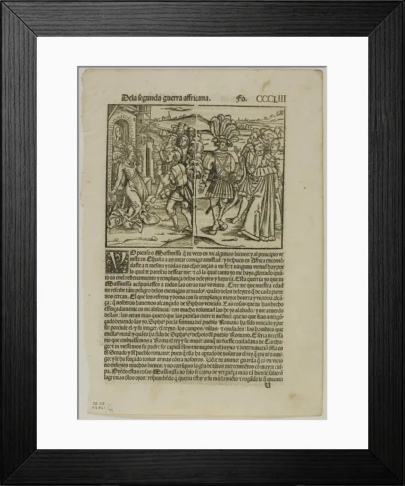 Framed Print : Illustration from Decadas, plate 79 from Woodcuts from Books... 1520, assembled...1937. Creators: Unknown, Max Geisberg Framed Print : Illustration from Decadas, plate 79 from Woodcuts from Books... 1520, assembled...1937. Creators: Unknown, Max Geisberg