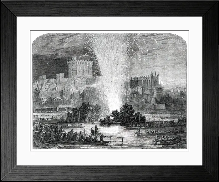 Framed Print : Election Saturday at Eton - Regatta and Fireworks, 1850. Creator: Unknown Framed Print : Election Saturday at Eton - Regatta and Fireworks, 1850. Creator: Unknown