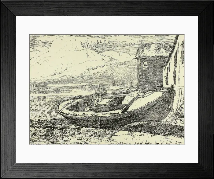 Framed Print : A Boy Sitting on a Banked Vessel, November 8, 1809. Creator: Cornelius Varley
