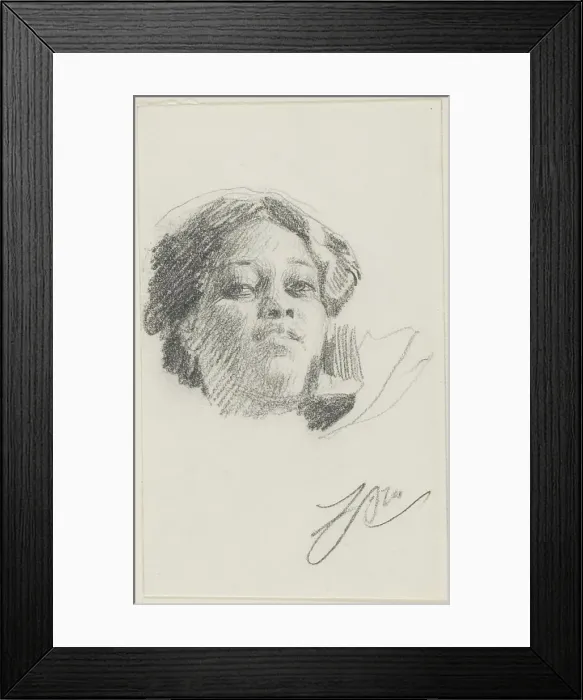 Framed Print : Head of a Woman, n.d. Creator: Anders Leonard Zorn Framed Print : Head of a Woman, n.d. Creator: Anders Leonard Zorn