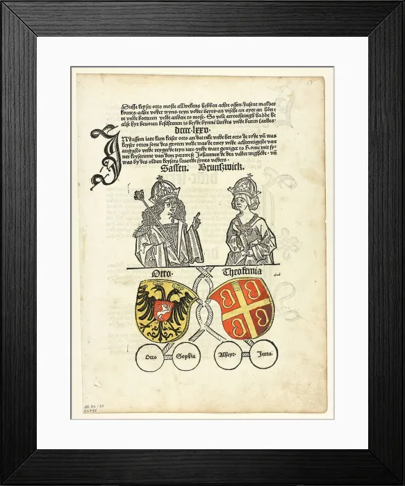 Framed Print : Duke Otto of Saxony and his Wife, Theokemia from Sachsen-Chronik...1492...assembled 1929. Creators: Unknown, Peter Schöffer, Conrad Botho, Wilhelm Ludwig Schreiber Framed Print : Duke Otto of Saxony and his Wife, Theokemia from Sachsen-Chronik...1492...assembled 1929. Creators: Unknown, Peter Schöffer, Conrad Botho, Wilhelm Ludwig Schreiber