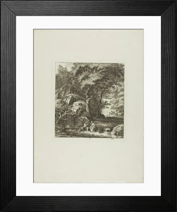 Framed Print : Couple Seated in a Glade, 1764. Creator: Salomon Gessner Framed Print : Couple Seated in a Glade, 1764. Creator: Salomon Gessner
