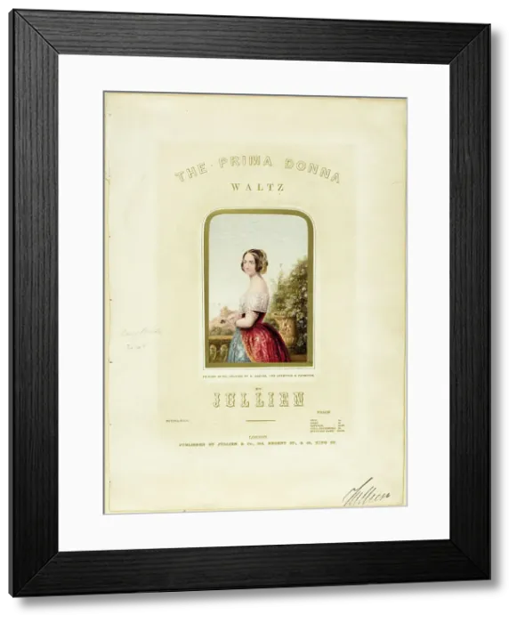 Framed Print : The Bride, cover for The Prima Donna Waltz sheet music, 1850. Creator: George Baxter Framed Print : The Bride, cover for The Prima Donna Waltz sheet music, 1850. Creator: George Baxter