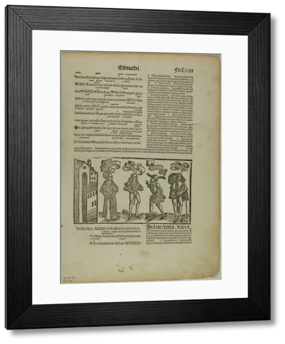 Framed Print : The Eunuch from Terenti cum directorio, Plate 29 from Woodcuts...1496...assembled 1929. Creators: Unknown, Johann Reinhard Grüninger, Terence, Wilhelm Ludwig Schreiber Framed Print : The Eunuch from Terenti cum directorio, Plate 29 from Woodcuts...1496...assembled 1929. Creators: Unknown, Johann Reinhard Grüninger, Terence, Wilhelm Ludwig Schreiber