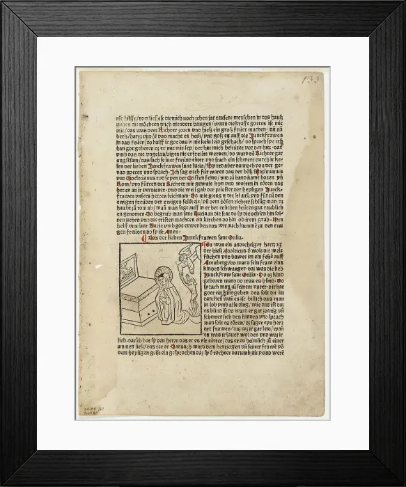 Framed Print : Saint Otilia from Plenarium, Plate 27 from Woodcuts from Books...c. 1483...assembled 1929. Creators: Unknown, Martin Schott, Wilhelm Ludwig Schreiber Framed Print : Saint Otilia from Plenarium, Plate 27 from Woodcuts from Books...c. 1483...assembled 1929. Creators: Unknown, Martin Schott, Wilhelm Ludwig Schreiber