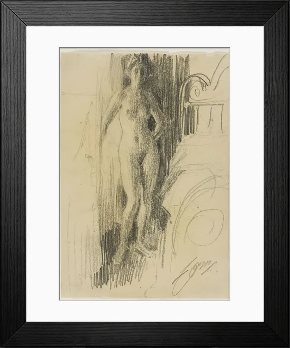 Framed Print : Nude Figure Standing Near a Bed, 1900 / 03. Creator: Anders Leonard Zorn Framed Print : Nude Figure Standing Near a Bed, 1900 / 03. Creator: Anders Leonard Zorn