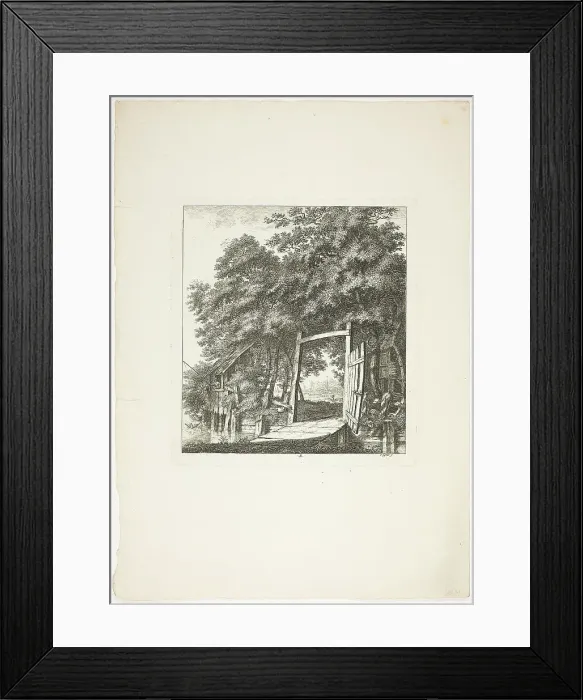 Framed Print : Fishing from a Window, plate three from Paysages Dédiés à M. Warelet, 1764. Creator: Salomon Gessner Framed Print : Fishing from a Window, plate three from Paysages Dédiés à M. Warelet, 1764. Creator: Salomon Gessner