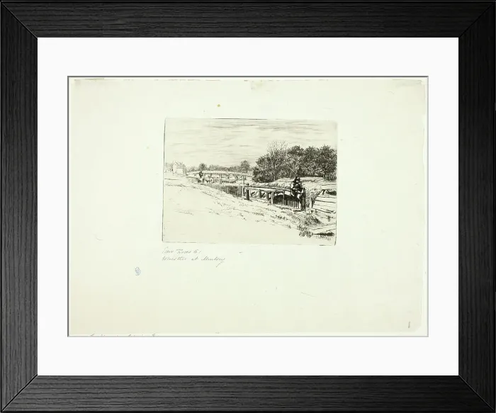 Framed Print : Whistler Sketching at Moulsey Lock, 1861. Creator: Edwin Edwards Framed Print : Whistler Sketching at Moulsey Lock, 1861. Creator: Edwin Edwards